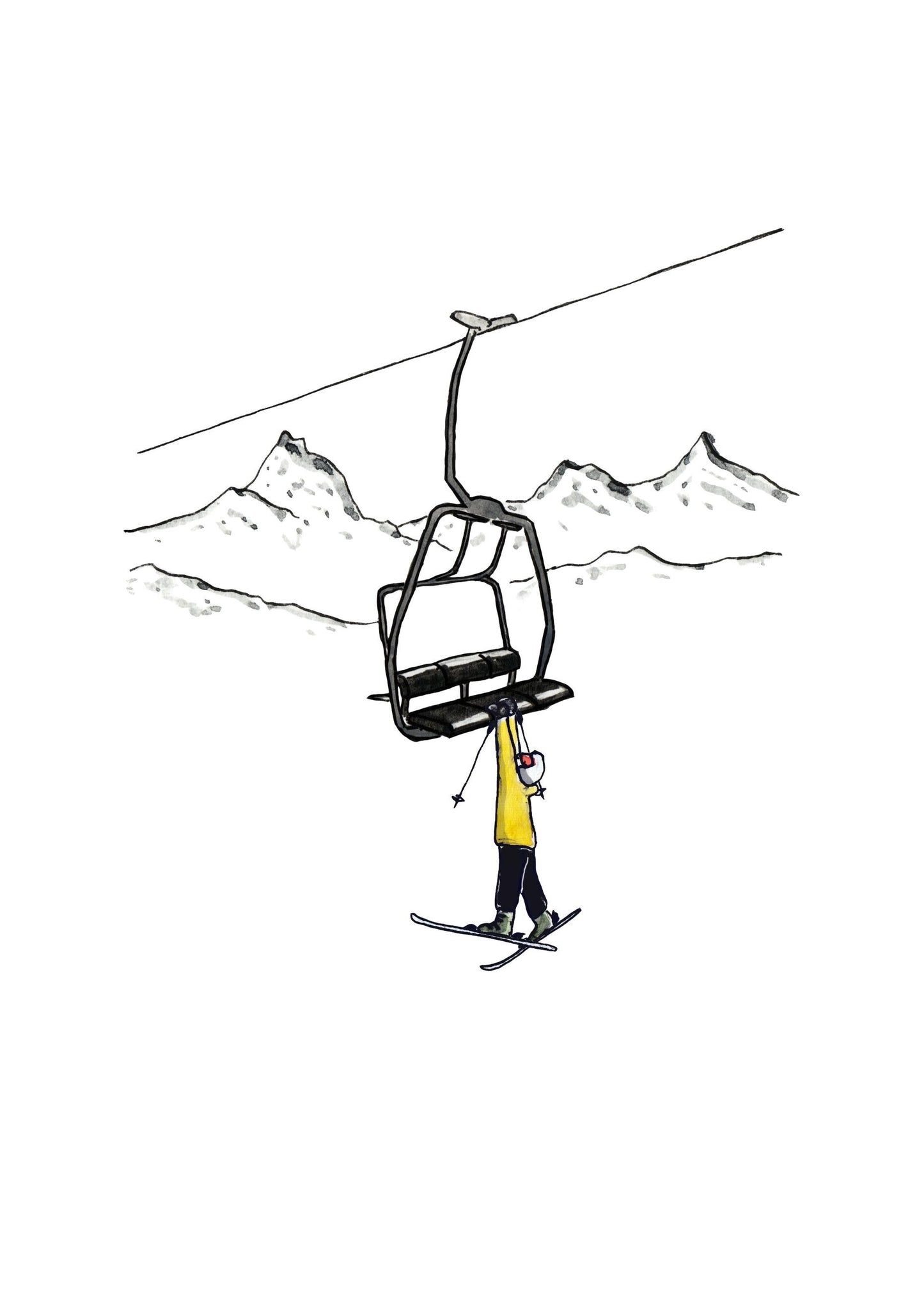 Skier Hanging from Chairlift