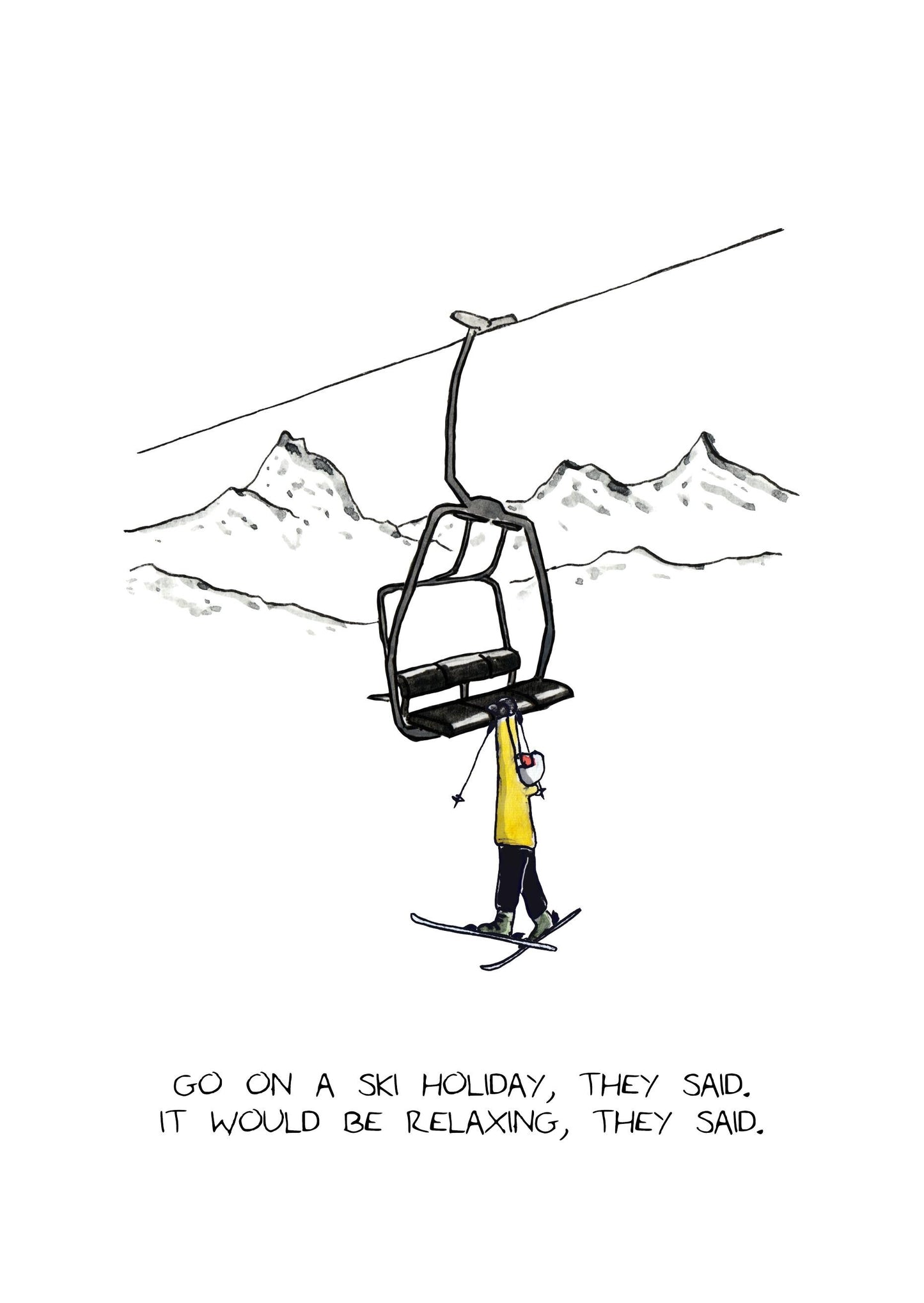 Skier Hanging from Chairlift