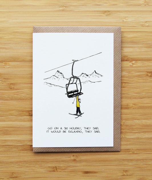 Skier Hanging from Chairlift